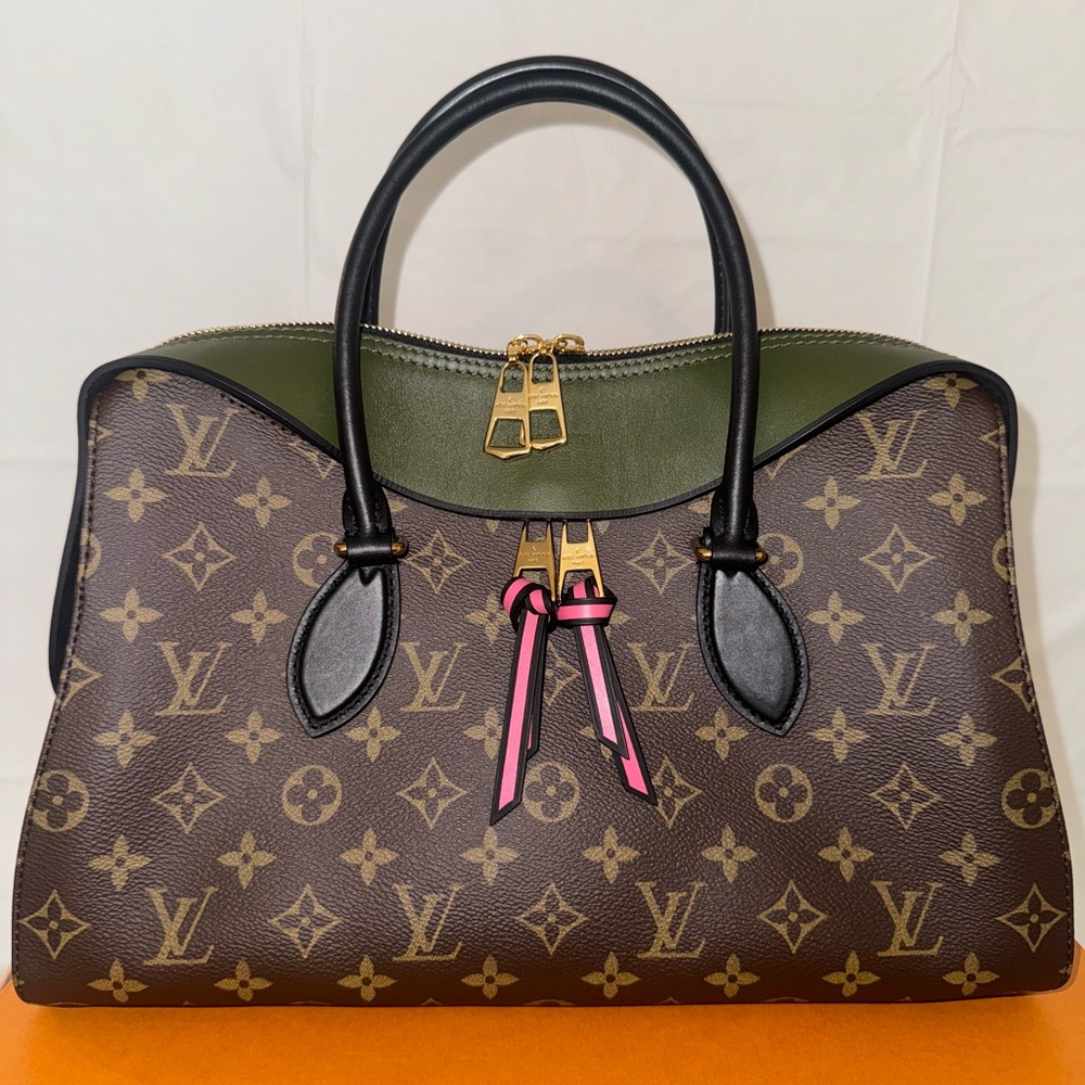 New Louis Vuitton Monogram Tuileries Tote Khaki Pink w/Removable Strap